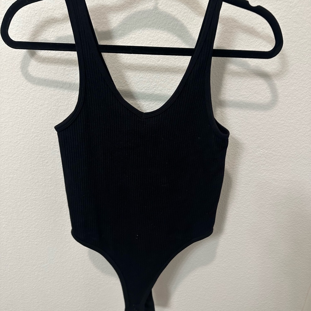 Black Ribbed Bodysuit